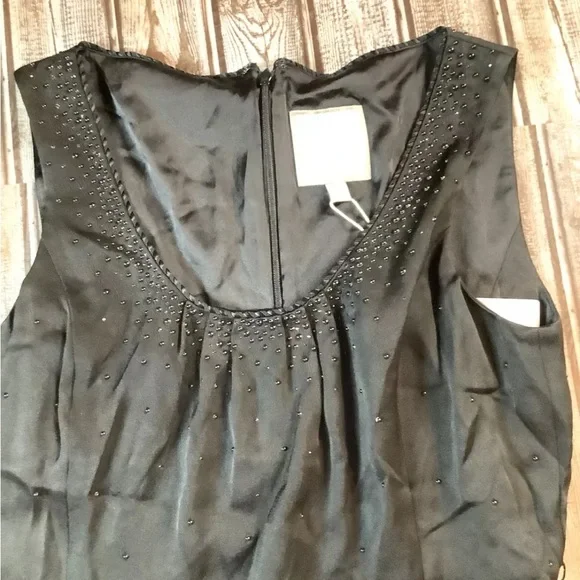 ST. JOHN COUTURESize 4 Black S Knit DRESS Sleeveless Embellished NecklineNWT